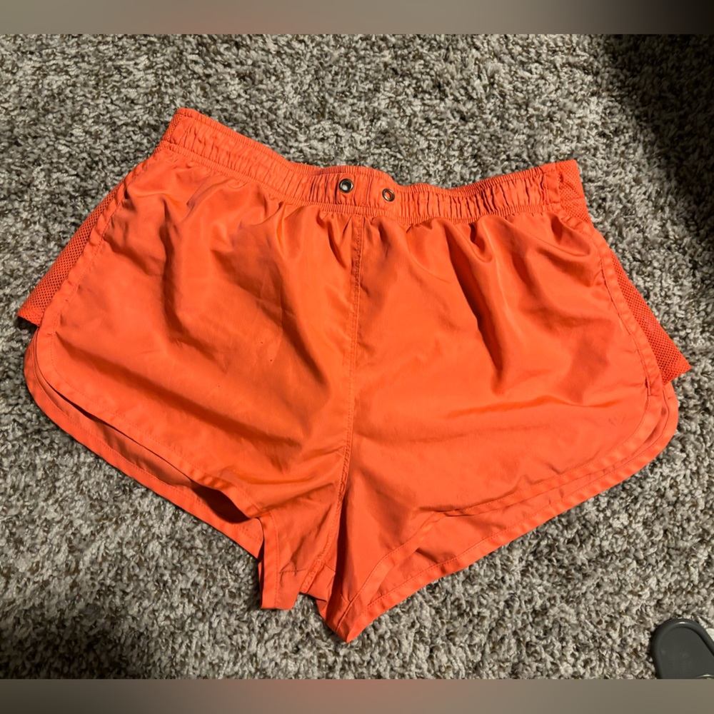 Forever 21 Gym Athletic Orange Mini Shorts with Mesh Sides Size M